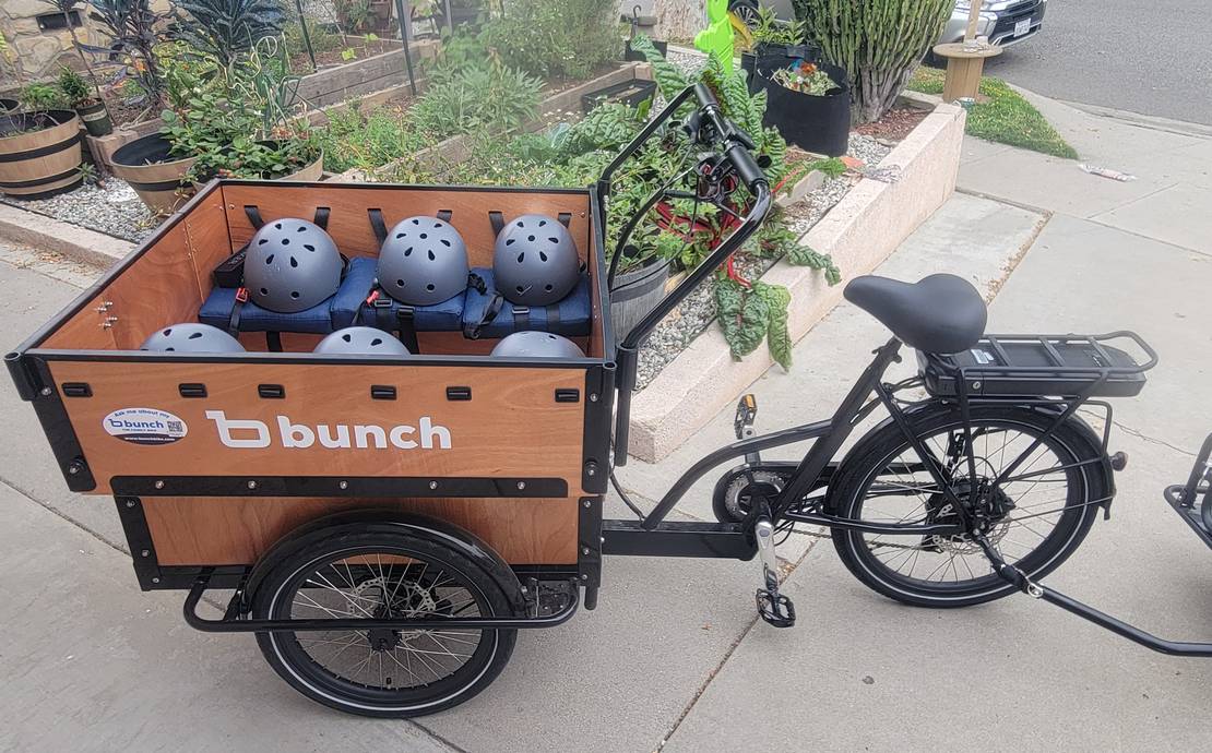 Bunch Bike with 6 seats and cargo trailer