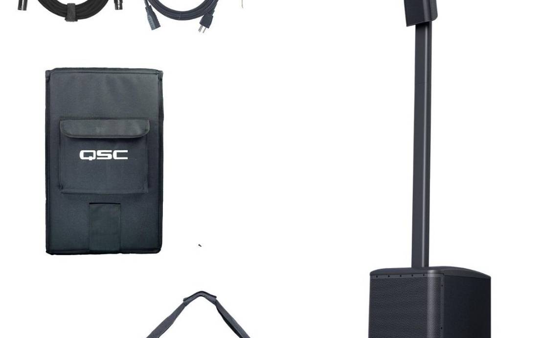 One QSC KC12 column with 3000-watt, 3 way portable PA system