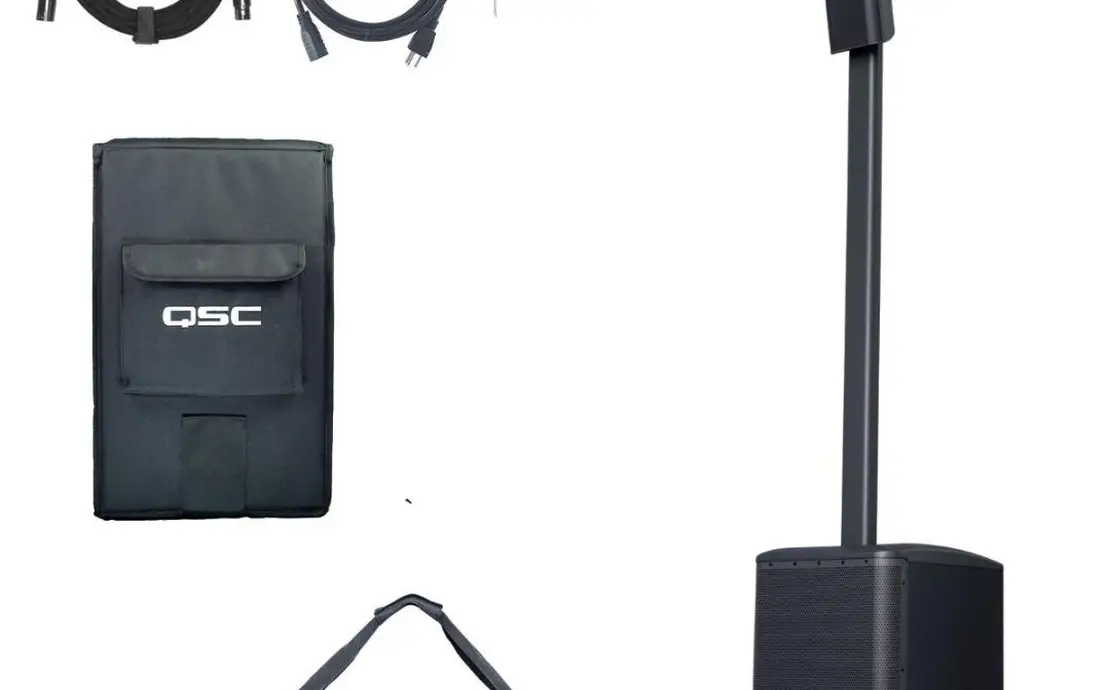 One QSC KC12 column with 3000-watt, 3 way portable PA system