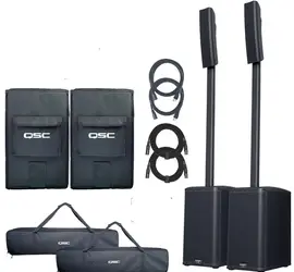 Two (2) QSC KC12-BK 3000W Active 3-Way Column Loudspeaker System - Black