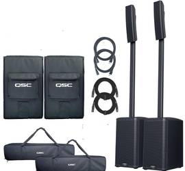 Two (2) QSC KC12-BK 3000W Active 3-Way Column Loudspeaker System - Black
