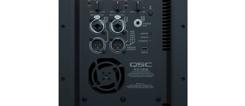 Two (2) QSC KC12-BK 3000W Active 3-Way Column Loudspeaker System - Black