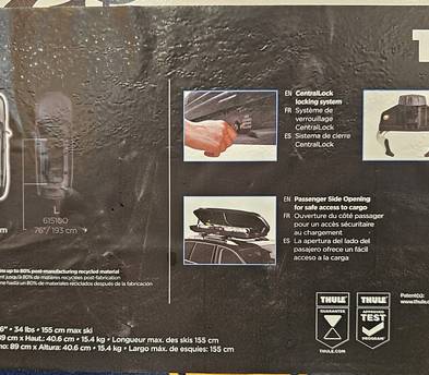 14cu Thule Pulse M roof box cartop carrier 14cu