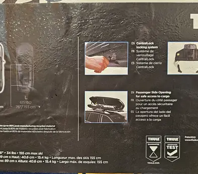 14cu Thule Pulse M roof box cartop carrier 14cu
