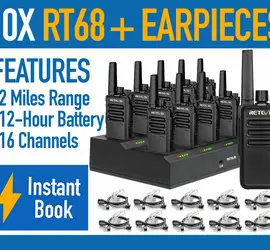 10x Retevis RT68 2-Way Radio Long Range Walkie Talkies + Multi Charger