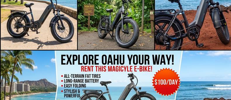 🚴 Explore Oahu Your Way – Premium Magicycle E-Bike Rental!