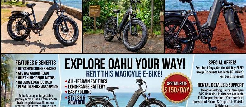 🚴 Explore Oahu Your Way – Premium Magicycle E-Bike Rental!