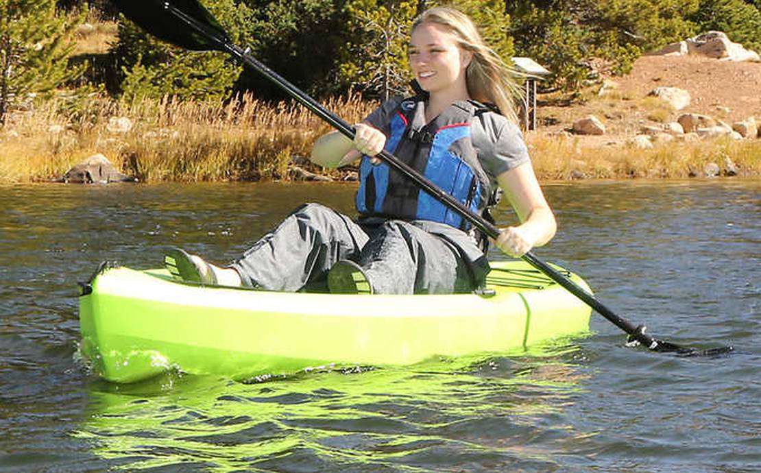 Kayak, 120" we offer Two green kayaks 1 for adult and 1 for kids