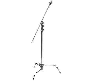 3x Impact C-Stand with Quick Release Sliding Leg with Grip Arm (Chrome)