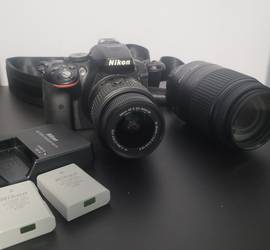 Nikon D5300 Camera with 18-55mm & 55-300mm lens, 2 batteries and SD card