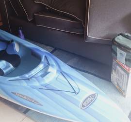 Blue Pelican Trailblazer 100 NXT kayak paddle and life vest included if need. Sports Rack for transport if needed.