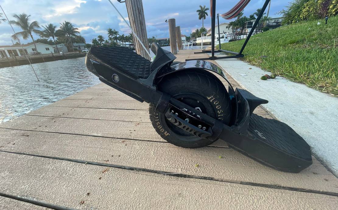 Tricked-Out Off-Roading Onewheel XR with Extended Range CBXR Battery (40+ Mile Range), Lift-Kit, Treaded Tire, Extended Flight Fins, Fangs, Pro-Ride Concave Footpads, Bumper Plates, Full Body Pads + More