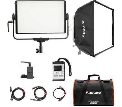 2x Aputure Nova P300c RGBWW Full Color Changing LED Panel with Softbox and case