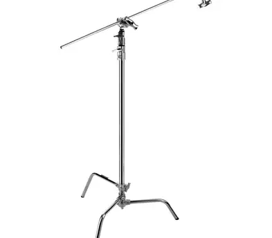 3x Impact C-Stand with Quick Release Sliding Leg with Grip Arm (Chrome)