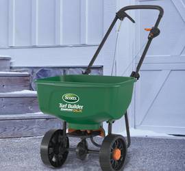 Scotts Turf Builder EdgeGuard Broadcast Spreader | Covers up to 15,000 sq ft | Seed, Fertilizer & Ice Melt