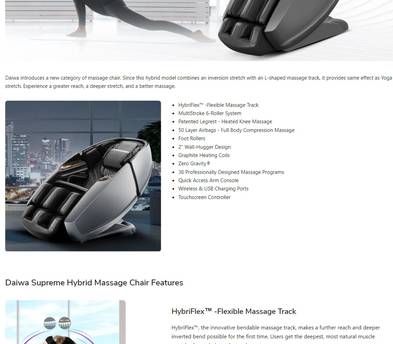 Diawa Supreme Massage Chair Hybrid Zero Gravity Dual rollers
