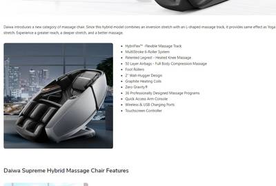 Rent Diawa Supreme Massage Chair Hybrid Zero Gravity Dual rollers