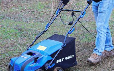 BILT HARD 16" Electric Dethatcher & Scarifier — 15 Amp | Bag Included | 25' Cord