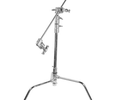 Impact C-Stand with Quick Release Sliding Leg with Grip Arm (Chrome)