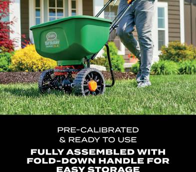 Scotts Turf Builder EdgeGuard Broadcast Spreader | Covers up to 15,000 sq ft | Seed, Fertilizer & Ice Melt
