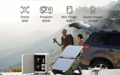 Browey 1600W Solar Generator w/ built-in solar panel (40w) and extra 120w panel combo set