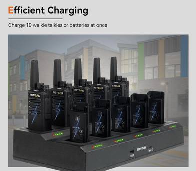 10x Retevis RT68 2-Way Radio Long Range Walkie Talkies + Multi Charger