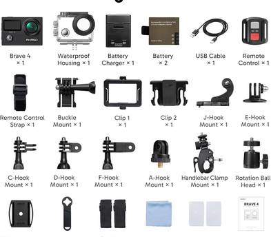 4K Action Camera | Waterproof to 131ft | Mounts, Batteries & 32GB SD Card Included