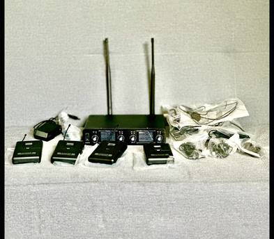 Audio AU400 Pro UHF 4 Channel Wireless Microphone System with Cordless Handheld Lavalier Headset Mics, Metal Receiver
