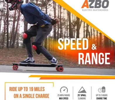 AZBO electric skateboard - 19 mile range, 25mph
