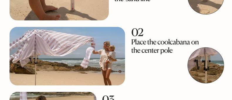 CoolCabana Beach Shade & XL Large 64 Sq. Ft., Beige Stripes