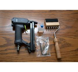 Pneumatic Upholstery Stapler (22 Gauge) & Gooseneck Webbing Stretcher