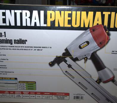 3-in-1 Air Framing Nailer with adjustable magazine for 2" to 3-1/2" clipped or full-head nails collated at 21°, 28° and 34°