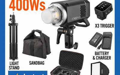 Godox AD400Pro II 400Ws Flash Kit + X3 Trigger, Stand & Modifier