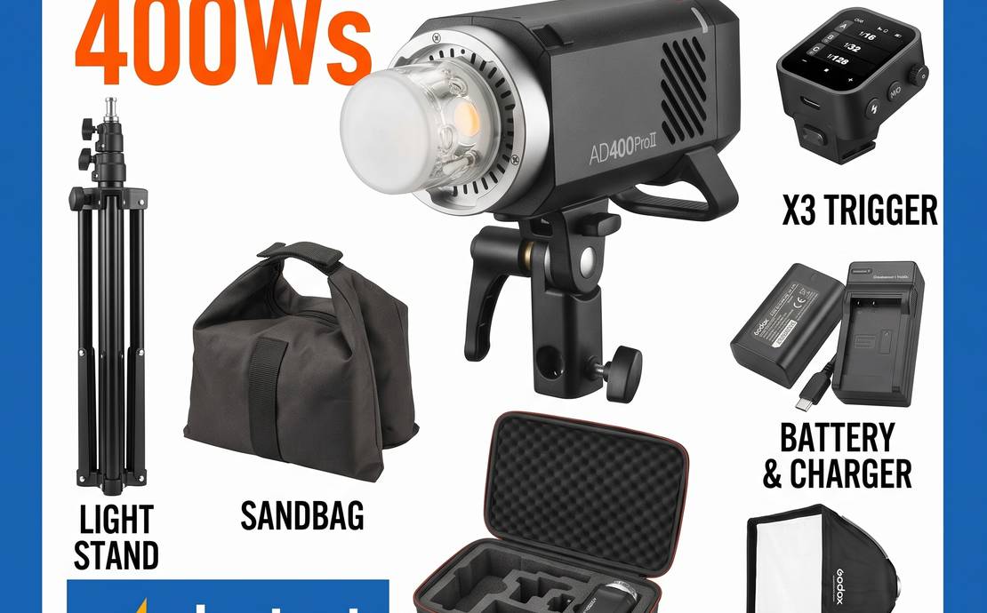 Godox AD400Pro II 400Ws Flash Kit + X3 Trigger, Stand & Modifier