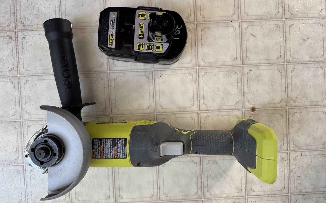 Ryobi 4 1/2 inch 18+ cordless angle grinder