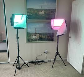 Studio lighting with filters, tripods.  Set of two. Full color spectrum by neewer