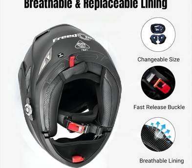 XL Bluetooth Motorcycle Helmet, Music, Phone, Helmet-to-Helmet Communication