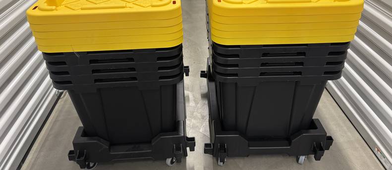 Moving Totes with Dolly 25 totes