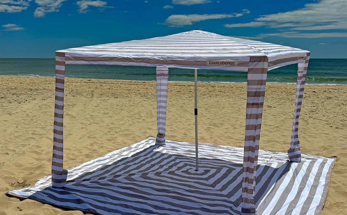 CoolCabana Beach Shade & XL Large 64 Sq. Ft., Beige Stripes