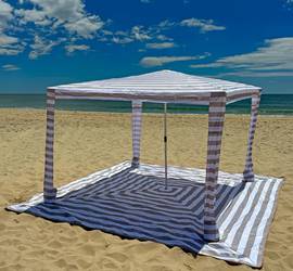 CoolCabana Beach Shade & XL Large 64 Sq. Ft., Beige Stripes
