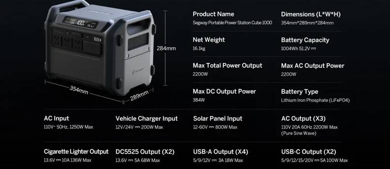 Segway Portable Power Station Cube 1000