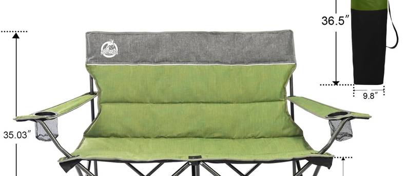 Outdoor Camping Folding Chair Set of 3 w/1 Sofa & 2 Single Chairs