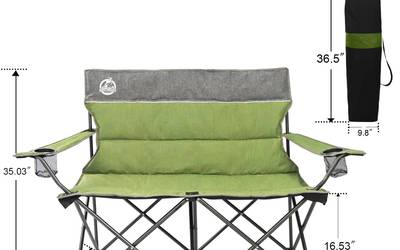 Outdoor Camping Folding Chair Set of 3 w/1 Sofa & 2 Single Chairs