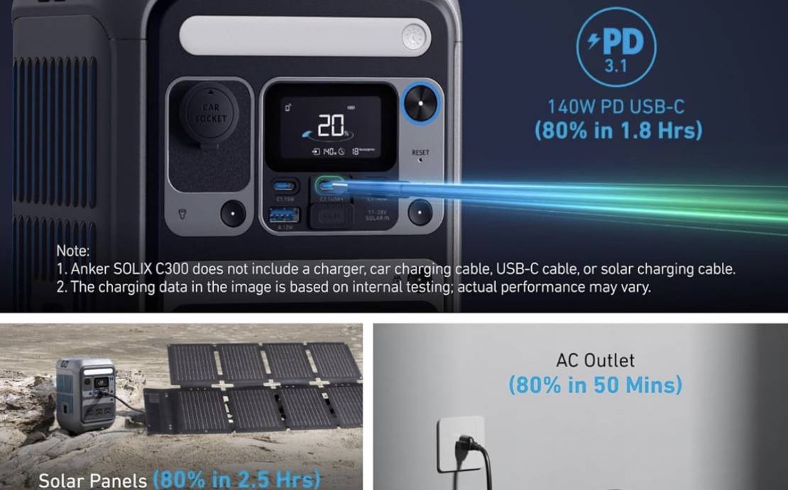 Anker 288mw portable LiFePO4 solar power station, 9lb