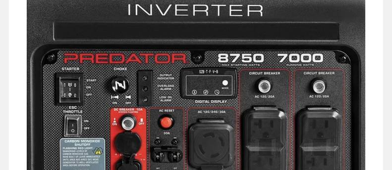 Predator 8750W Open-Frame Inverter Generator – Rental