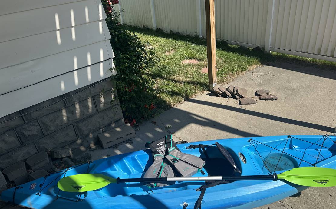 Sit-on-top kayak rental. $50 for the full day. Comes with paddle and adult life jacket. You pick up and drop off. Perfect for a day out on the lake or the river