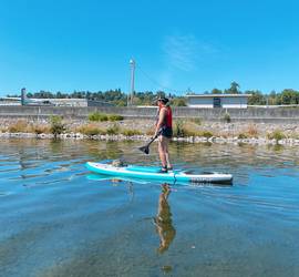 Two (2) SUP stand up paddle boards, complete gear including electric (car plug) pump to inflate/deflate
