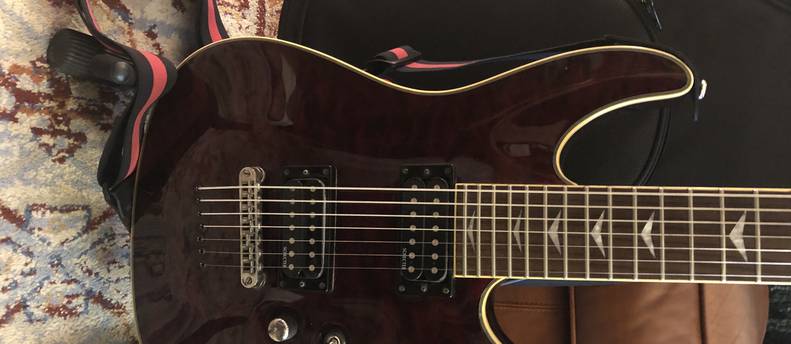 Schecter 7 String Electric Guitar Omen-7 Extreme, Case, Stand