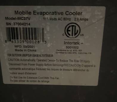 Hessaire Evaporator Cooler