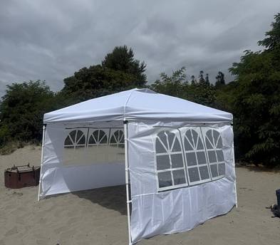10x10ft White Pop-Up Canopy Tent + 2 White Foldable Tables – Party & Event Set